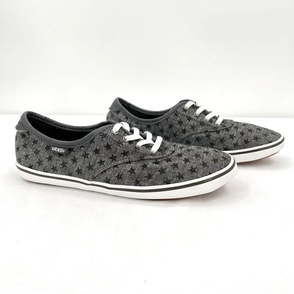 Vans Authentic Huntley Chambray Stars Gray White Sneakers Size 6.5